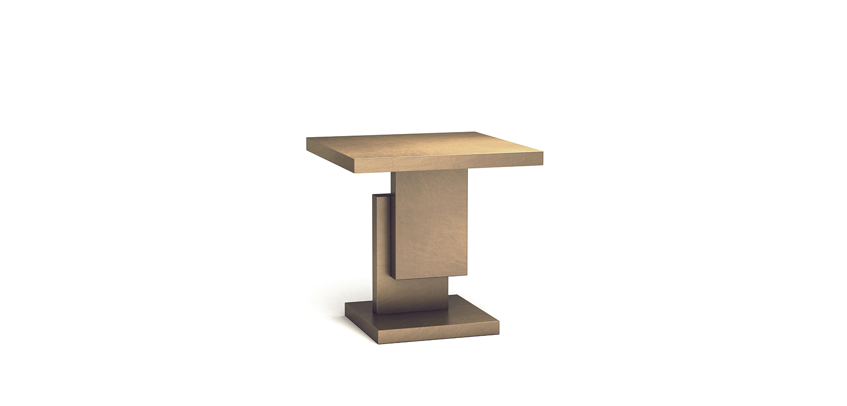 STACK TABLE BRAND: FRANK CHOU WEB: www.frankchou.com Stack Table constituted by geometric elements presents the artistical outline. With brass color finishing and mottled texture, Stack Table shows slightly rough looking but with exquisite welding as one installation art.