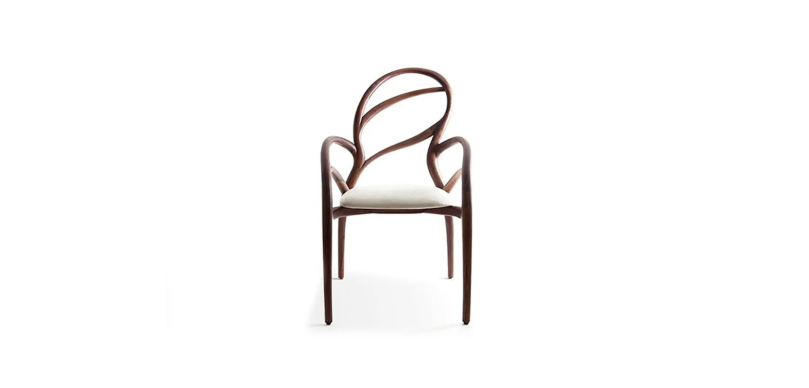 ANGELA CHAIR「LIMITED EDITION」 BRAND: FRANK CHOU WEB: www.frankchou.com Angela chair keeps the normal shape of a chair, but is a limited edition art design work with fine craftsmanship of walnut. The chair was auctioned off in 2012 and 2014.