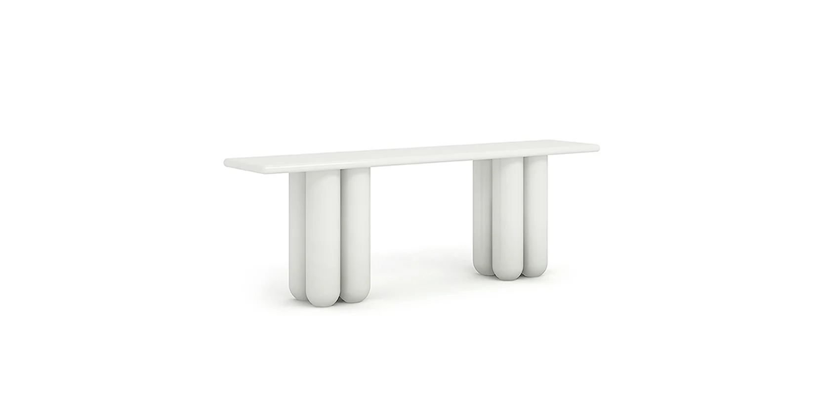 BOLD CONSOLE TABLE BRAND: HC28 WEB: www.hc28.com.cn With its dramatic sculptural elements balanced by an overall minimalist, neutral styling, the Bold console is an eye-catcher. Grouped cylindrical legs support a long, slender tabletop, making for an intriguing and elegant contrast. Available in multiple lacquer colors.