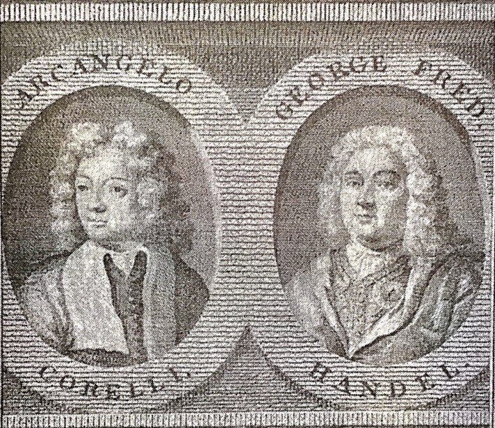 ‘Arcangelo Corelli and George Fred. Handel’, (Gabrielle Enthoven Collection, Victoria and Albert Museum).