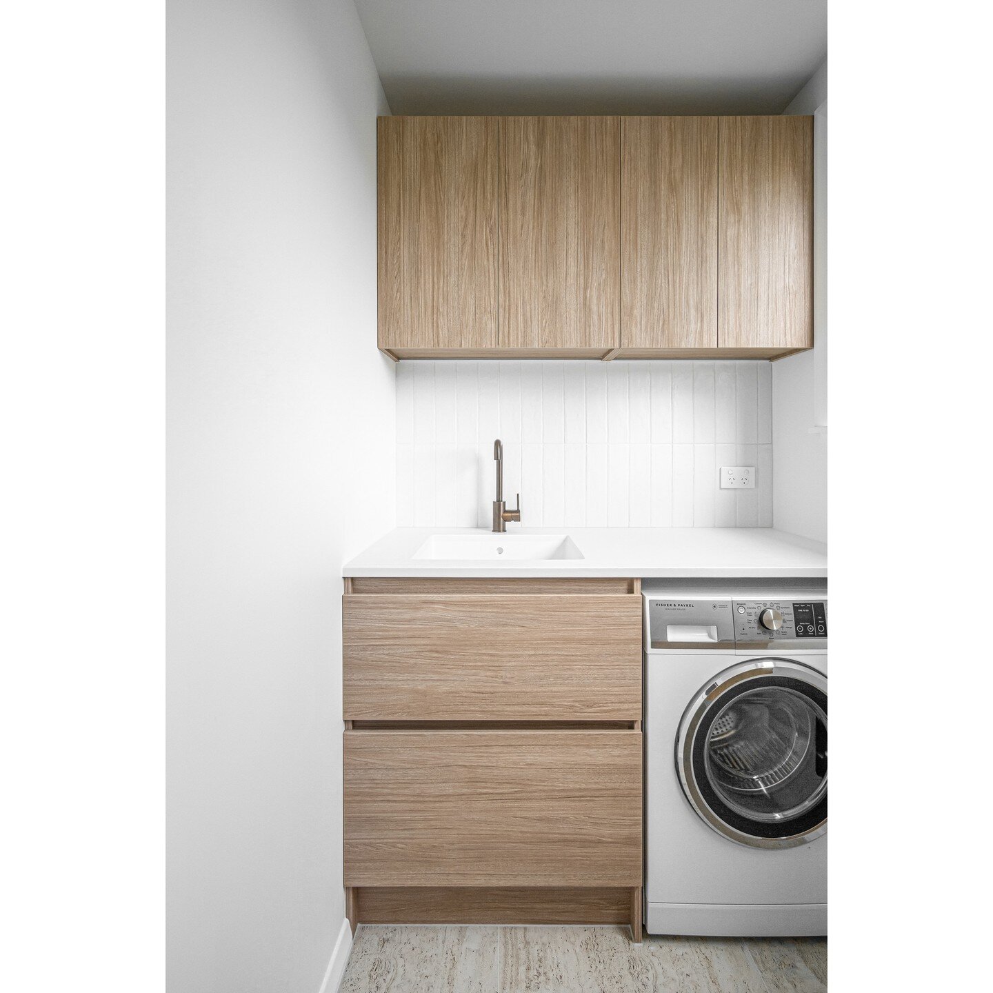 Project WRIGHT - This combined bathroom and laundry was a fun project to practically and aesthetically combine the spaces. With the large windows allowing plenty of light this helped make the space feel big enough and show off those wonderful texture