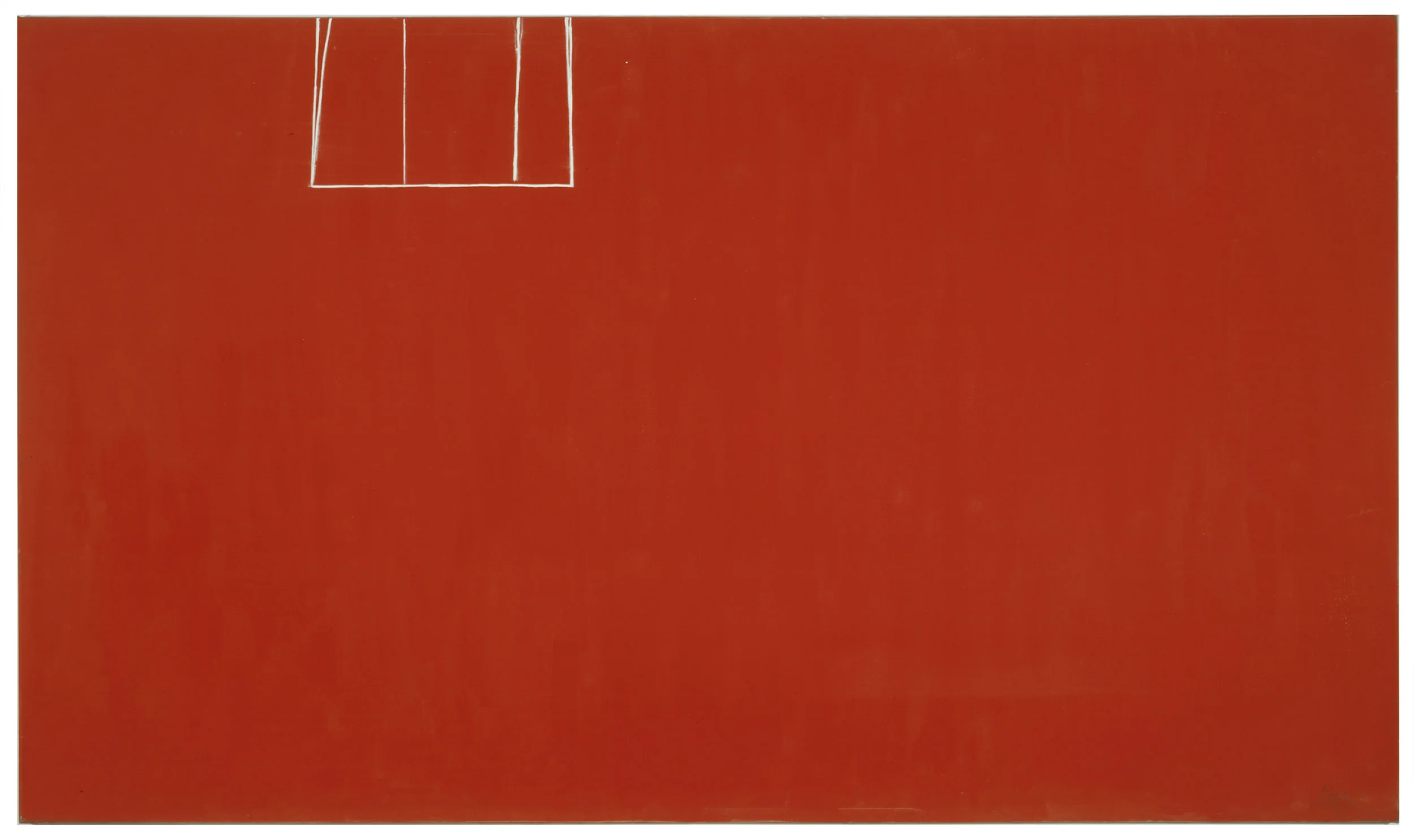 Open No. 153 (In Scarlet with White Line), 1970, Acrylic on canvas, 219.7 x 378.5 cms (86 1/2 x 149 ins)