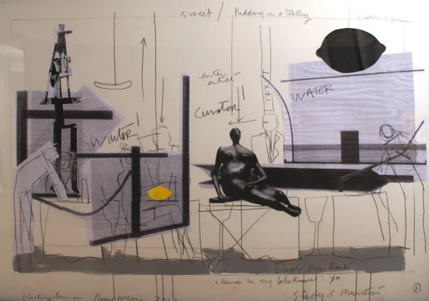 Study for Minestrone No. 8, 2011, Pencil, acrylic and collage on paper, 40 x 60 ins