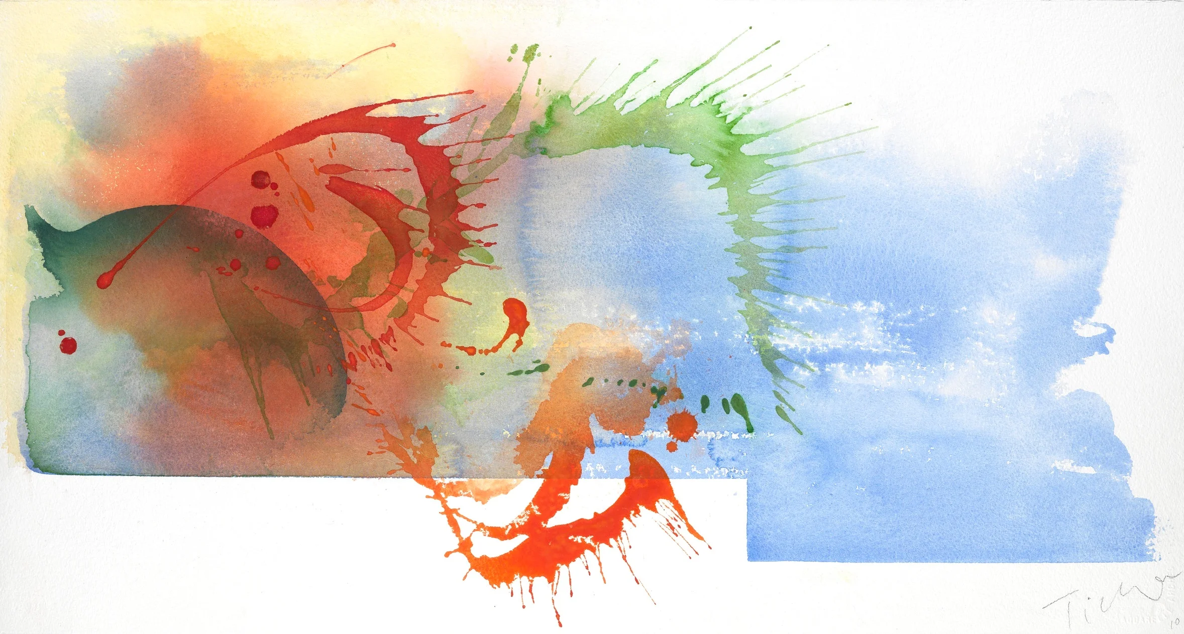 William tillyer, The Balcony 10, 2010, Watercolour on paper, 16 x 30 ins