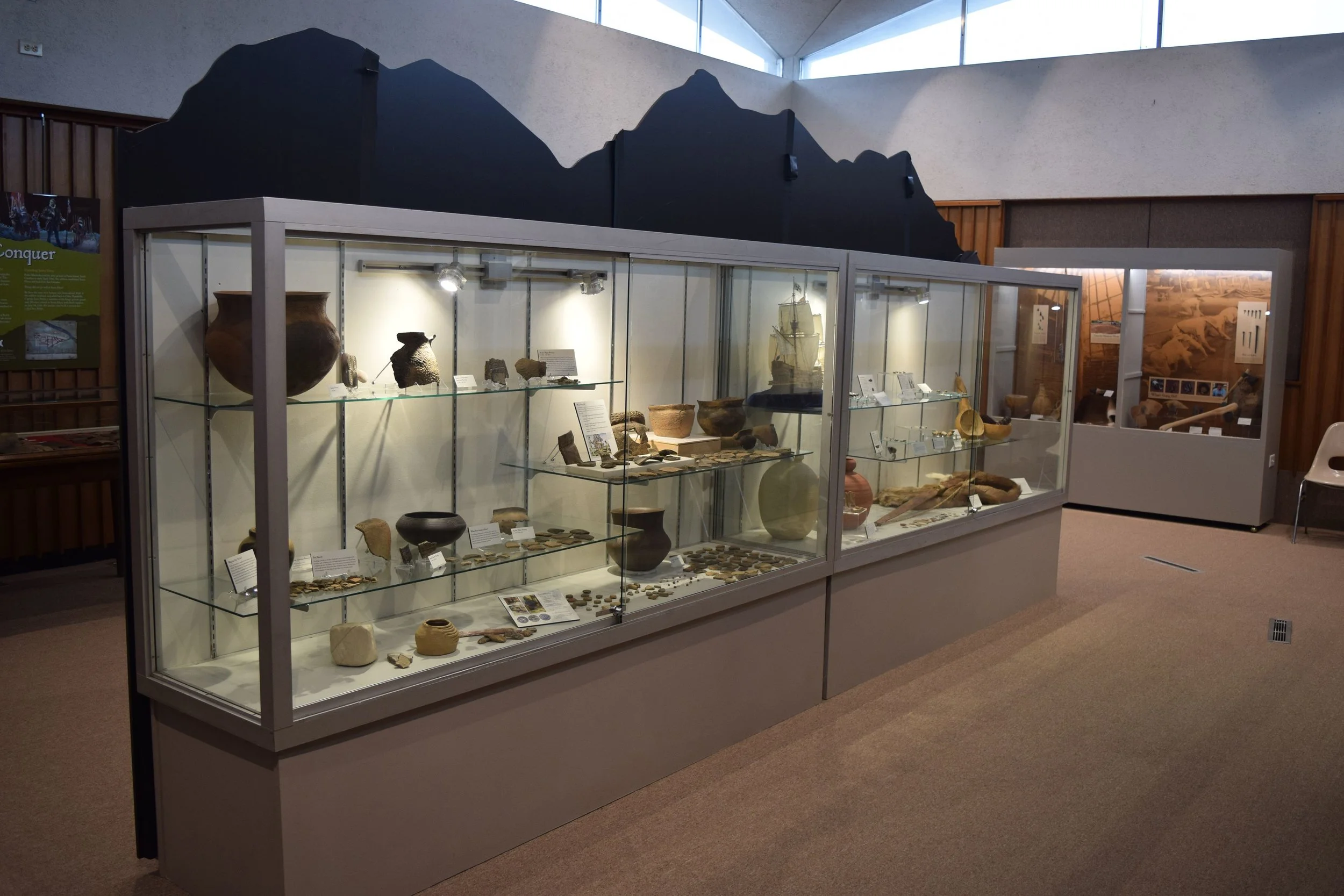Some of the items in the Fort San Juan, Joara exhibit at The History Museum of Burke County