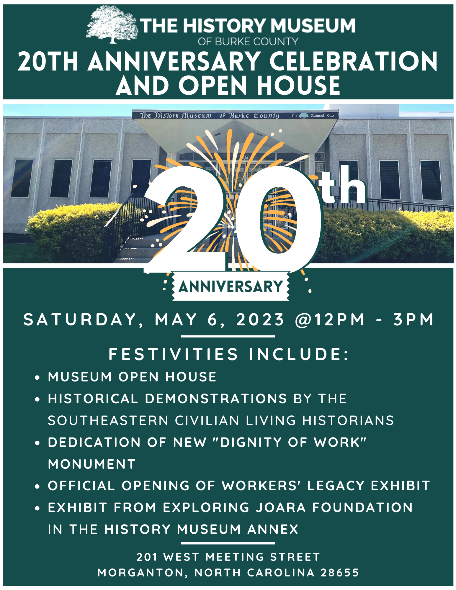 Museum 20th Anniversary Celebration and Open House — The History Museum