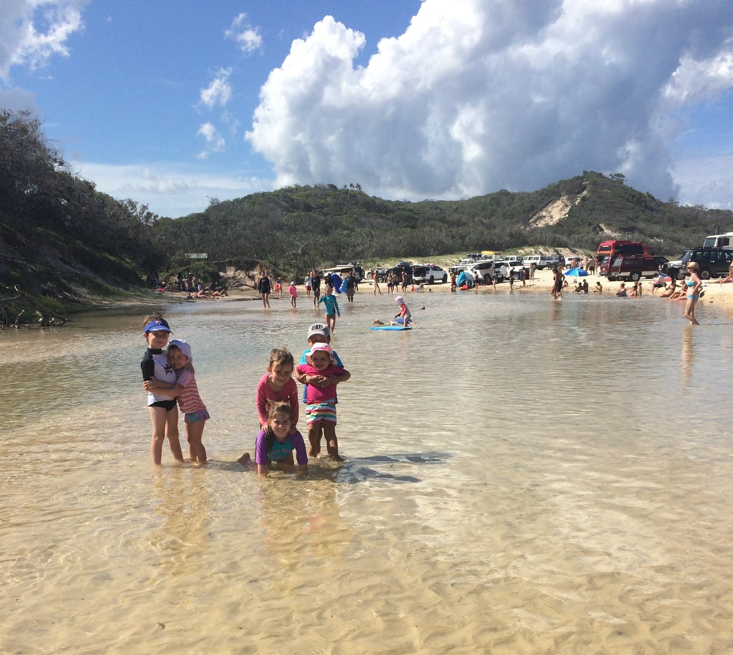 The creek opens out to a shallow pool before heading out to sea. Nice and safe for the kids and a great place to hang out for the day.