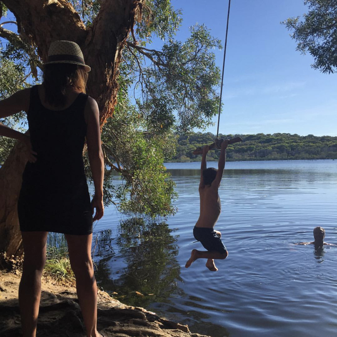 Rope swinging at Ocean Lake.