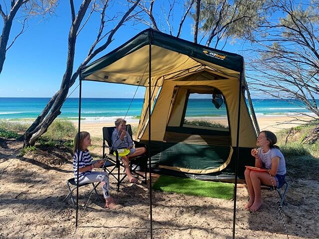 The perfect spot for the next few days. Ben &amp; I are in our @oztrailaustralia tent &amp; the kids are sleeping up in the rooftop tent. Loving our ocean views 😍
.
.
.
#oztrail #oztrailaustralia #getbackoutthere #campingkids #frasercoast #campingwi