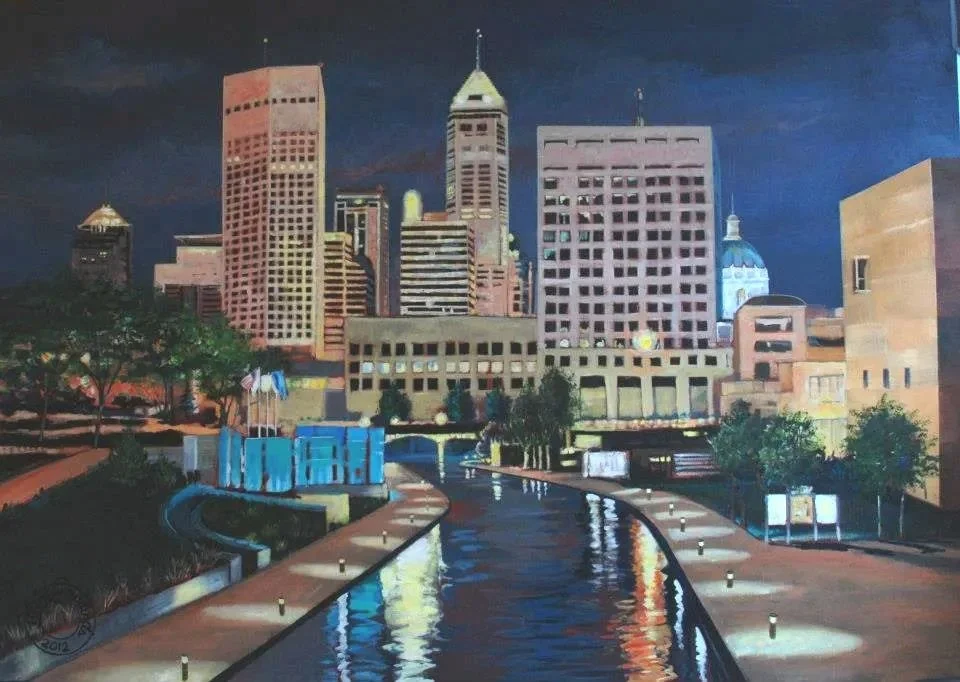 Indianapolis Landmark painting, Downtown Canal view. 