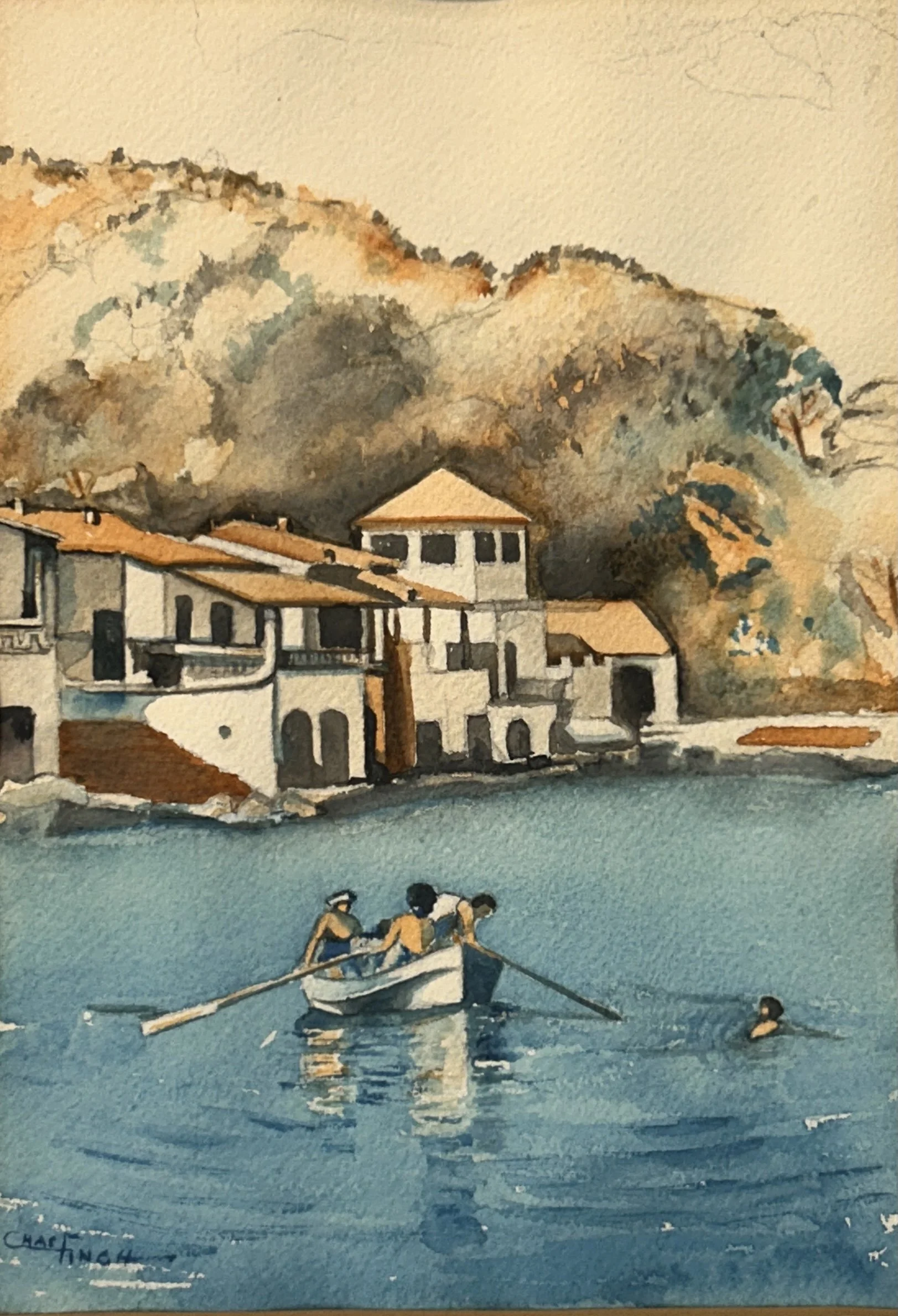 Riviera, watercolor on paper, Charles L. Finch
