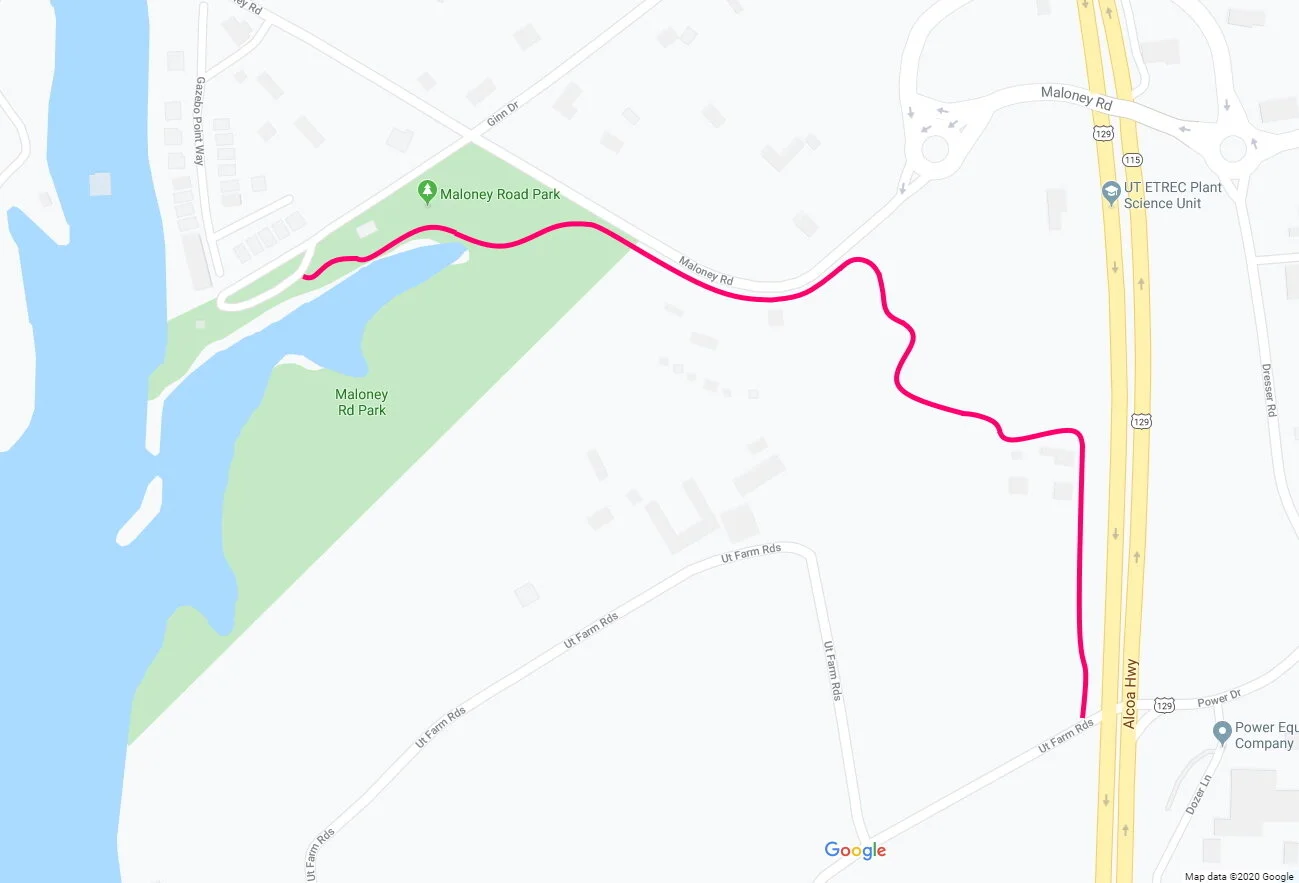 Map of the portion of the knox-blount greenway-phase II under construction by Knox County