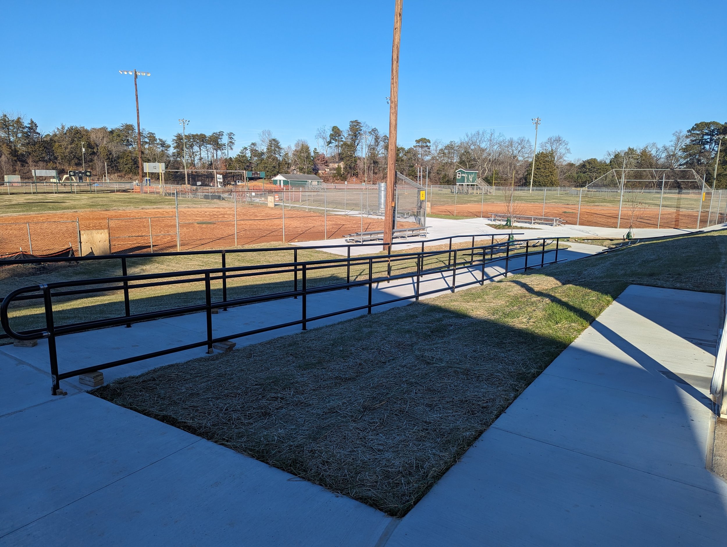 12/15/2023 - Ramp handrail installation underway and phase 1 grass coming in.