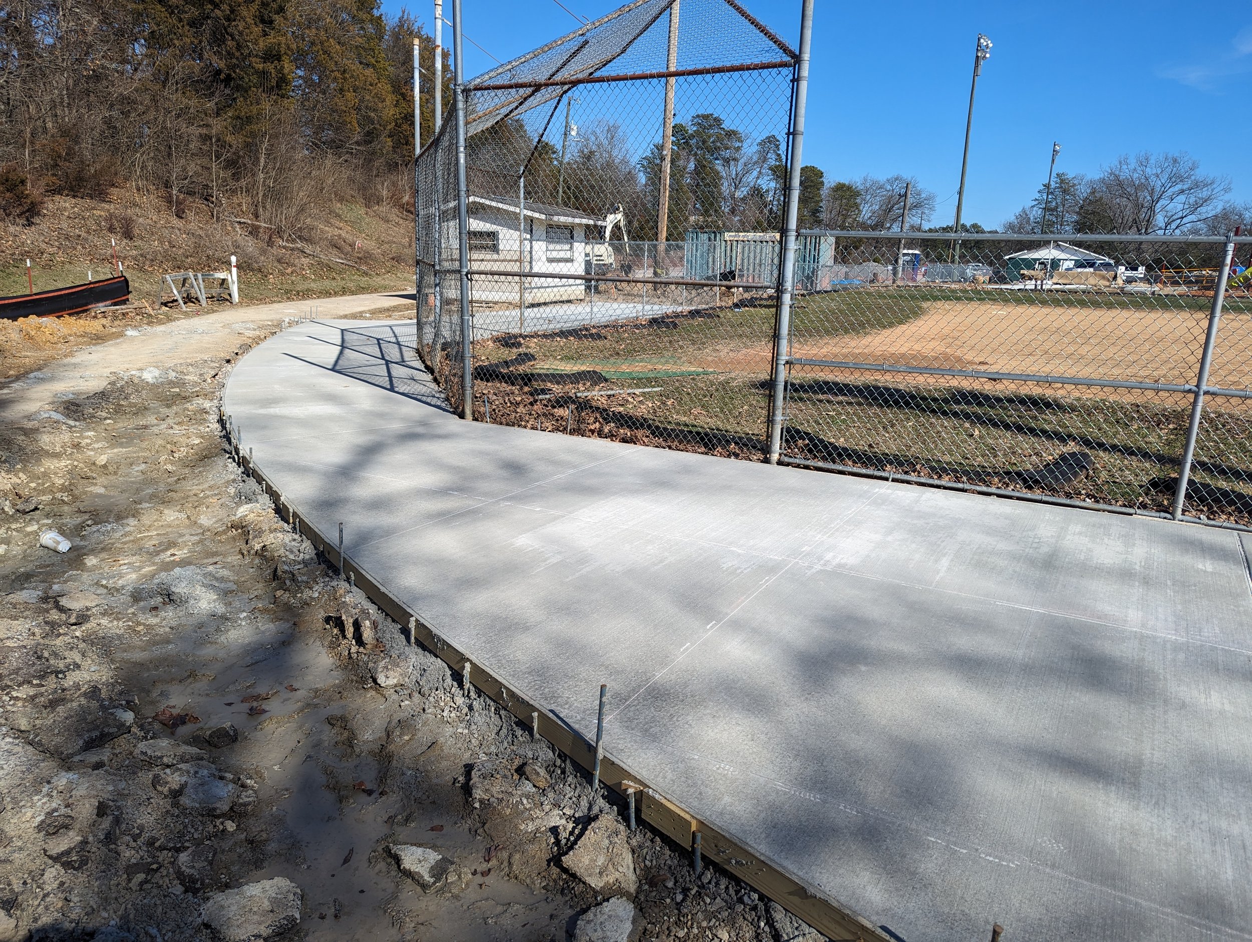 2/15/2024 - Concrete has been poured for the viewing area at Field 1.