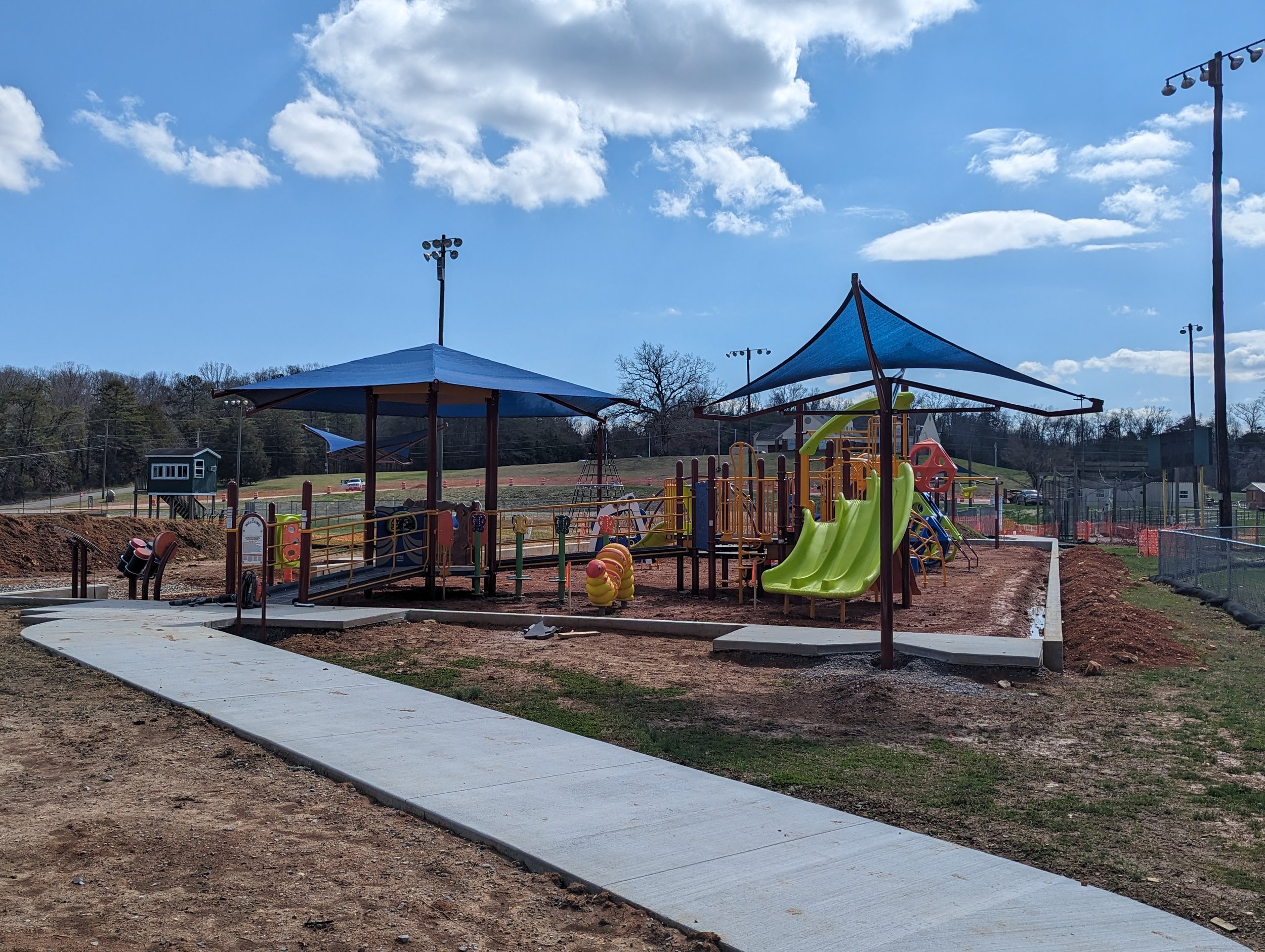 3/4/2024 - Playground equipment installation is complete.  Next contractors will install storm drainage.