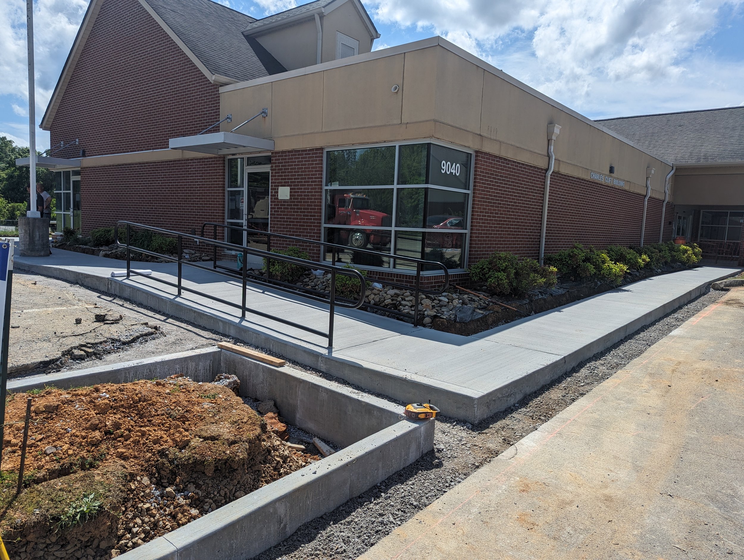 5/6/2024 - Sidewalks,, curbs, and handrails for the new sidewalks around the Senior Center have been completed.