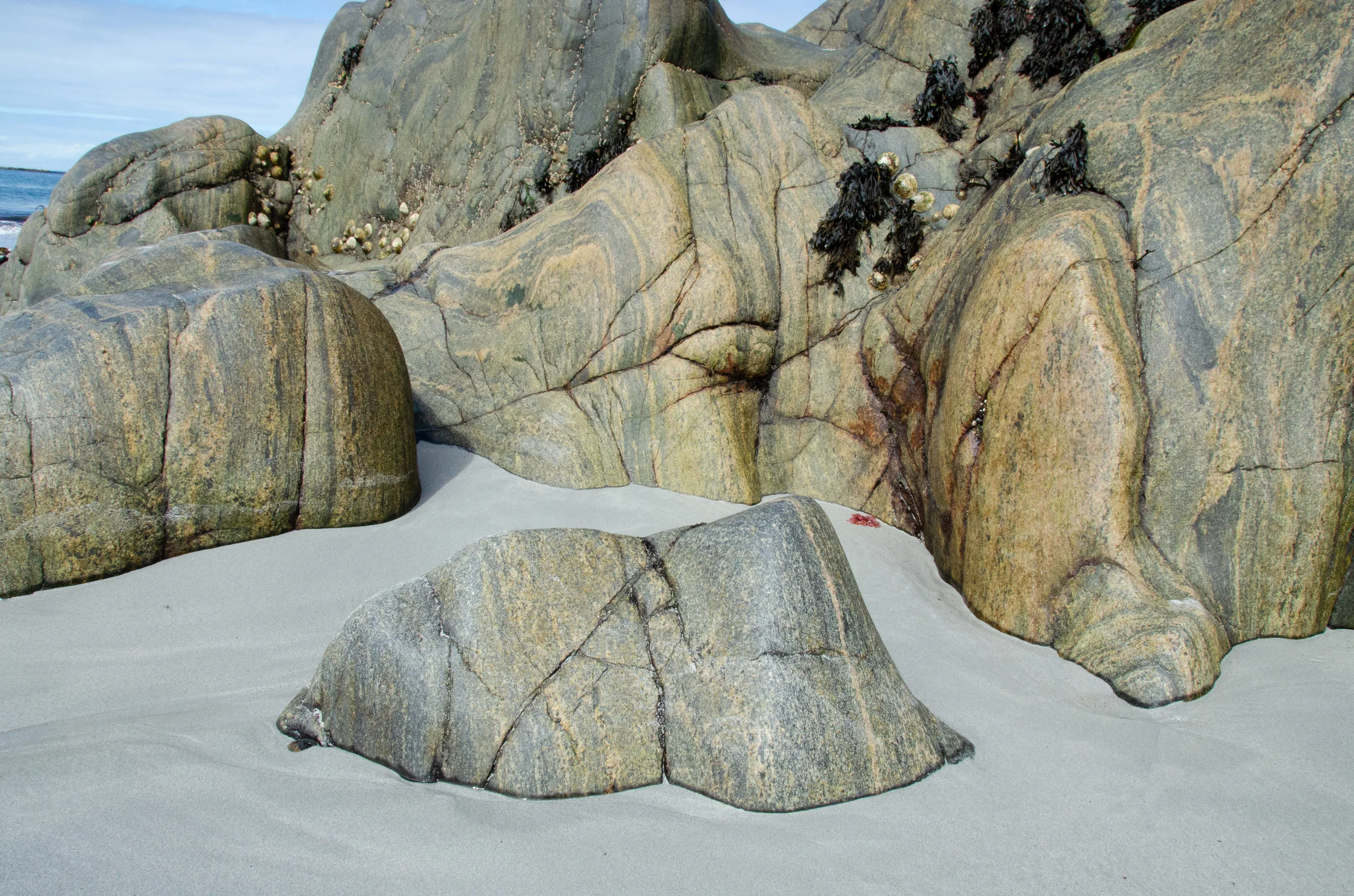 The swirly-patterned rocks at the Maze Beach almost looked like they were melting into the sand.