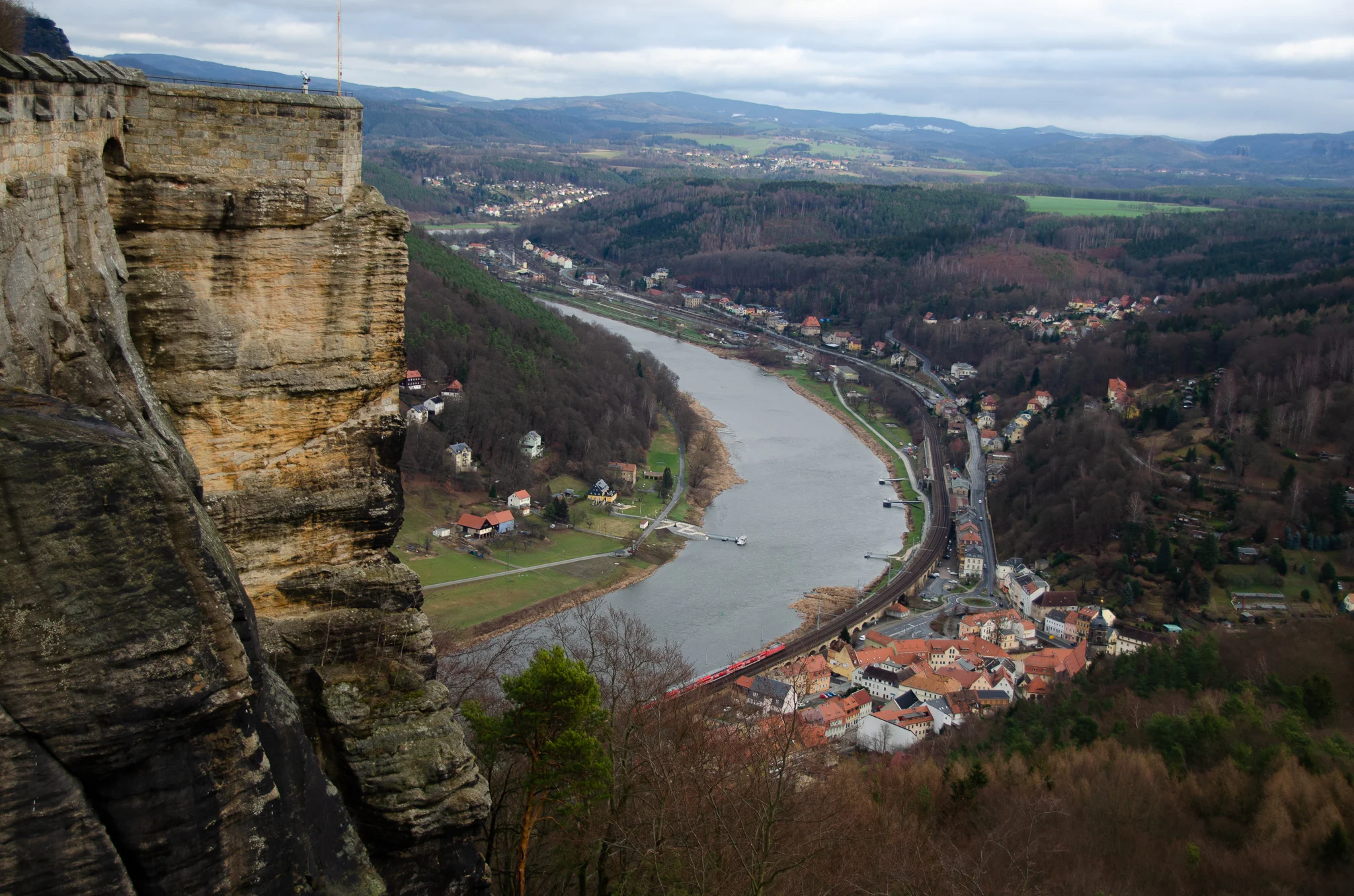Gazing down on the town of Königstein below as the train passed by