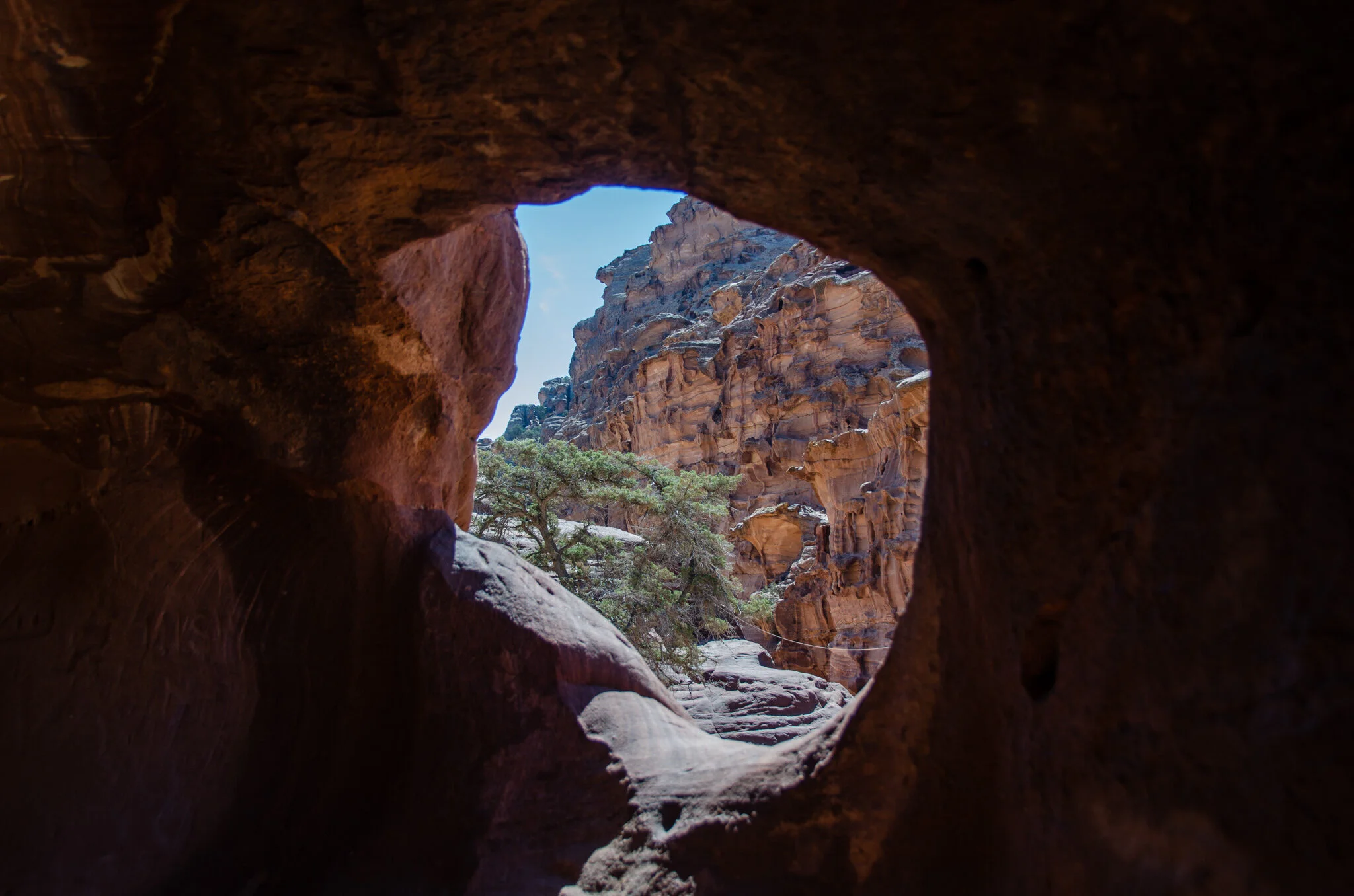 Cave exploring near the entrance to Petra