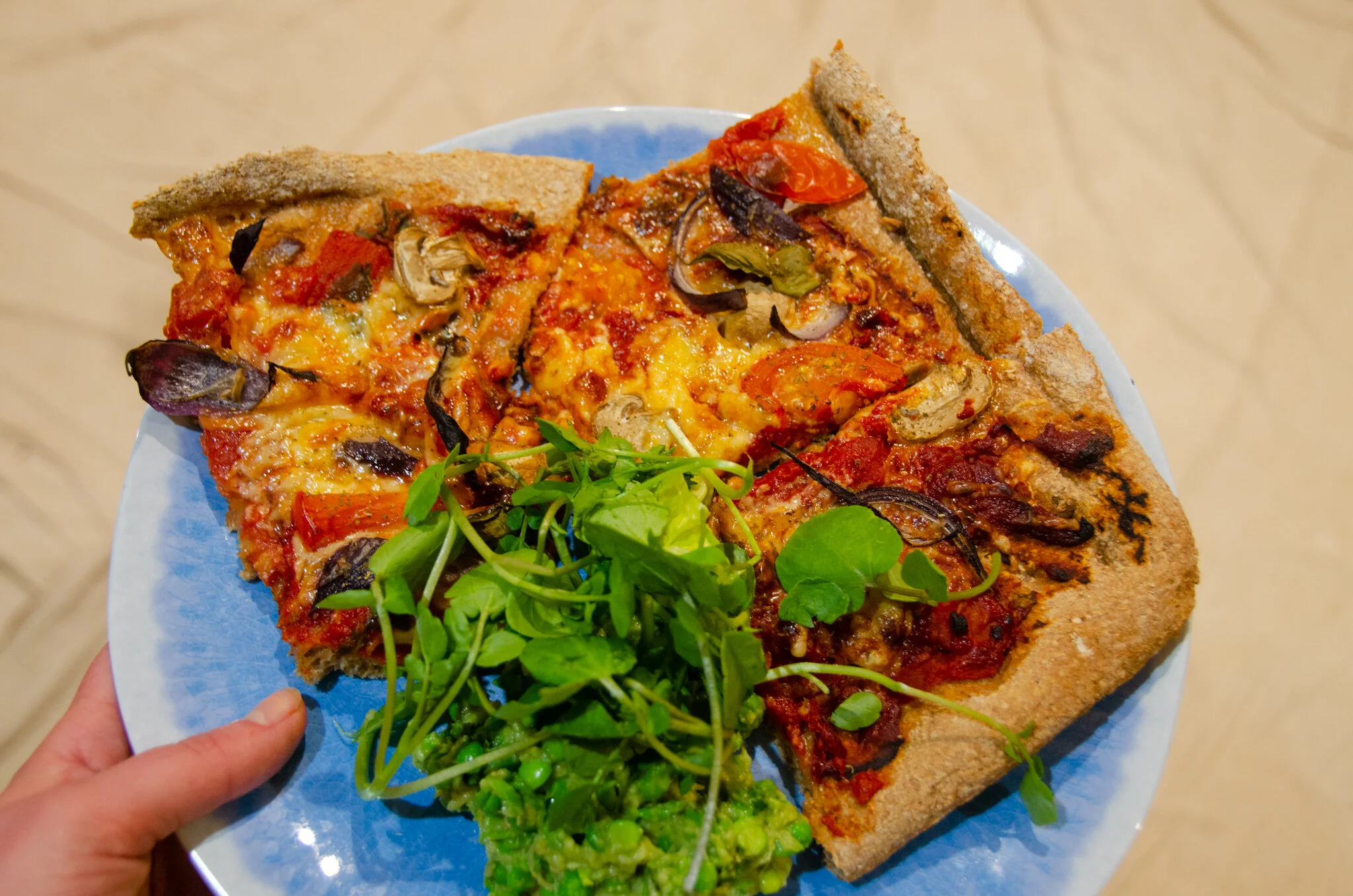 A plateful of pizza- demolished after a 10k run-pizza making was a success