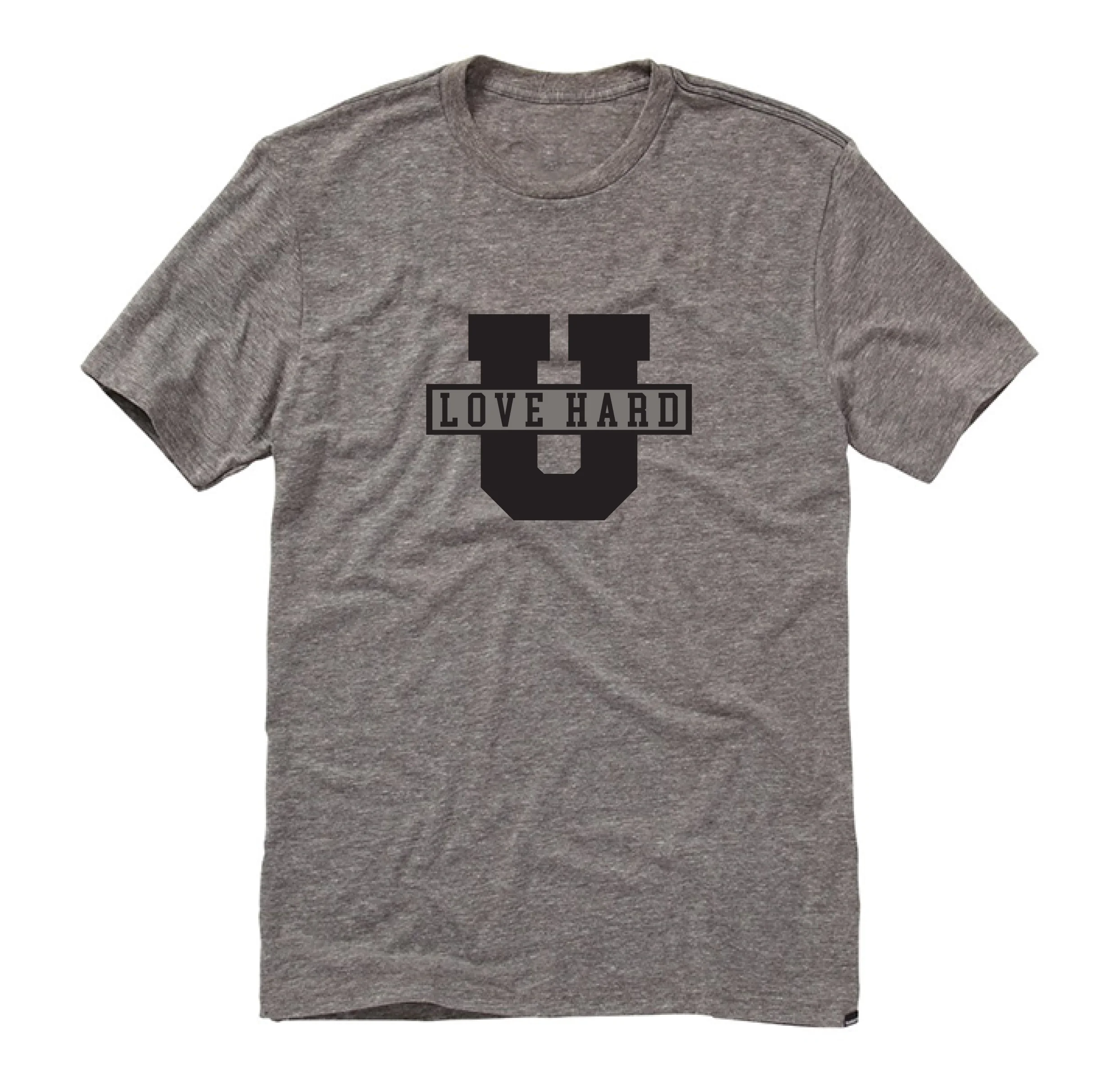 Love Hard U - heather grey with black lettering shirt.jpg