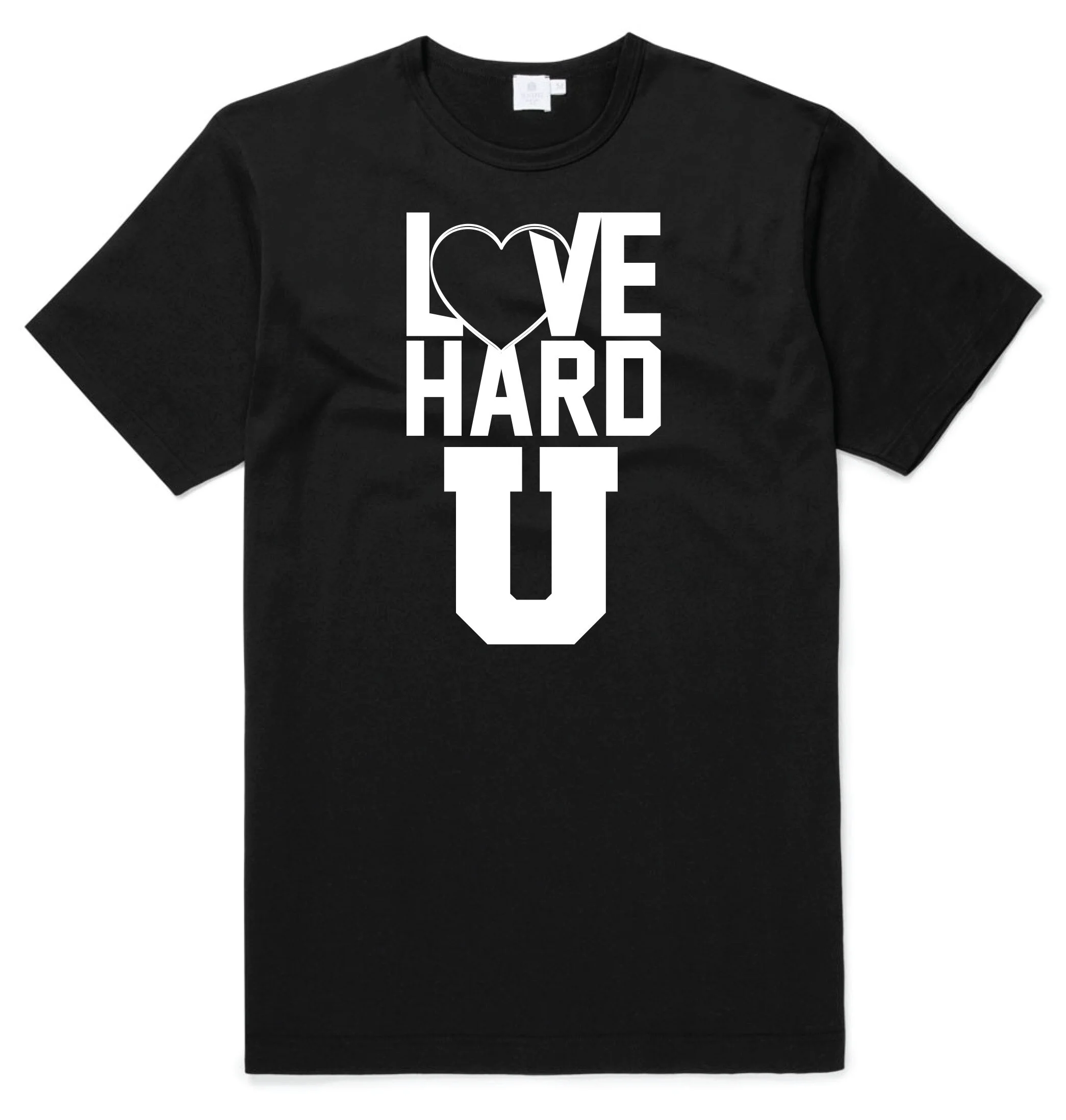 Love Hard U v2 - black with white lettering shirt.jpg