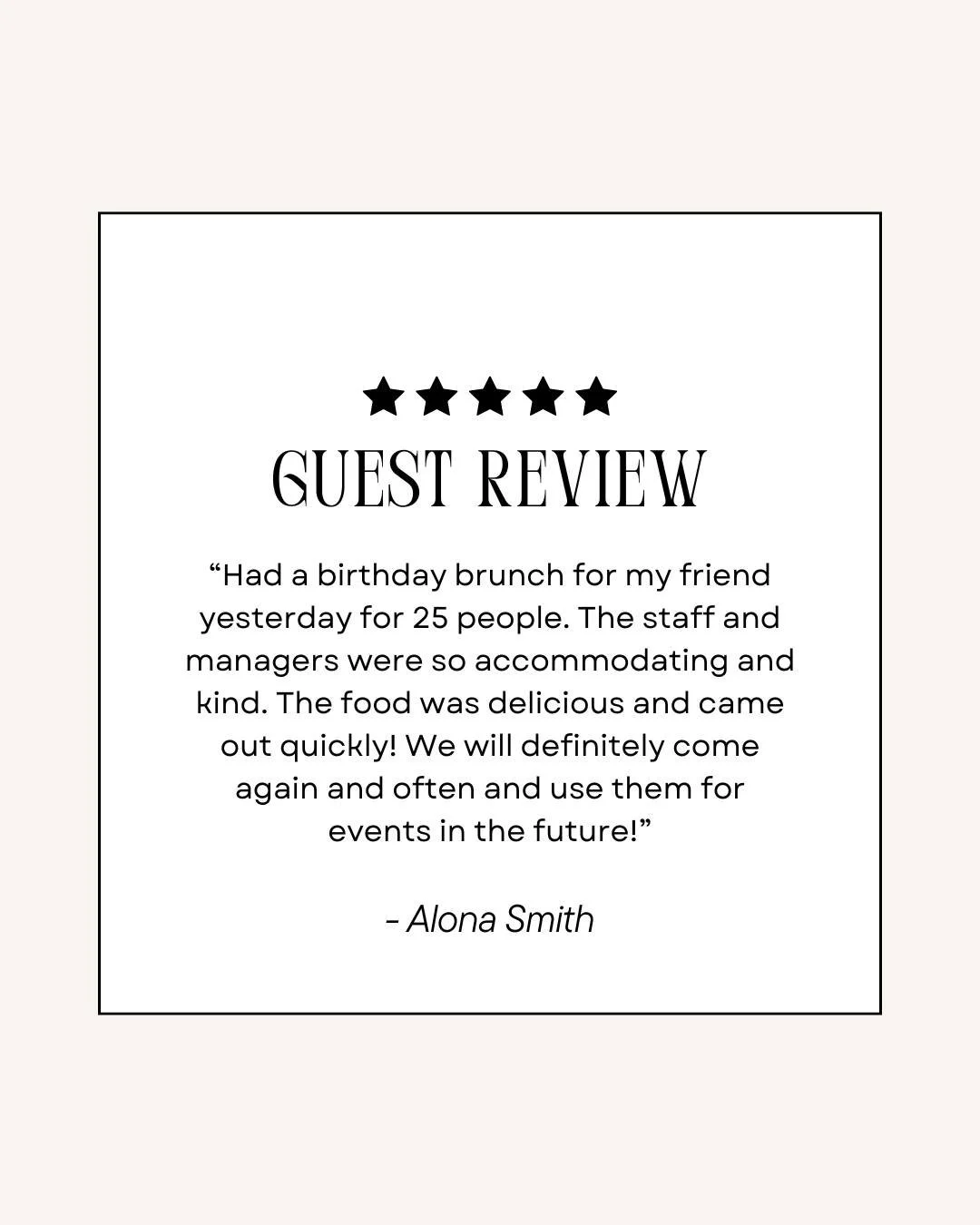 Grateful for kind words like these from guests who celebrate big moments with us. From brunch to business, we’re here to host it all—with warmth, style, and speed.
It’s the West Village experience. 🍰 
#WestVillageChatt #ANewWayof