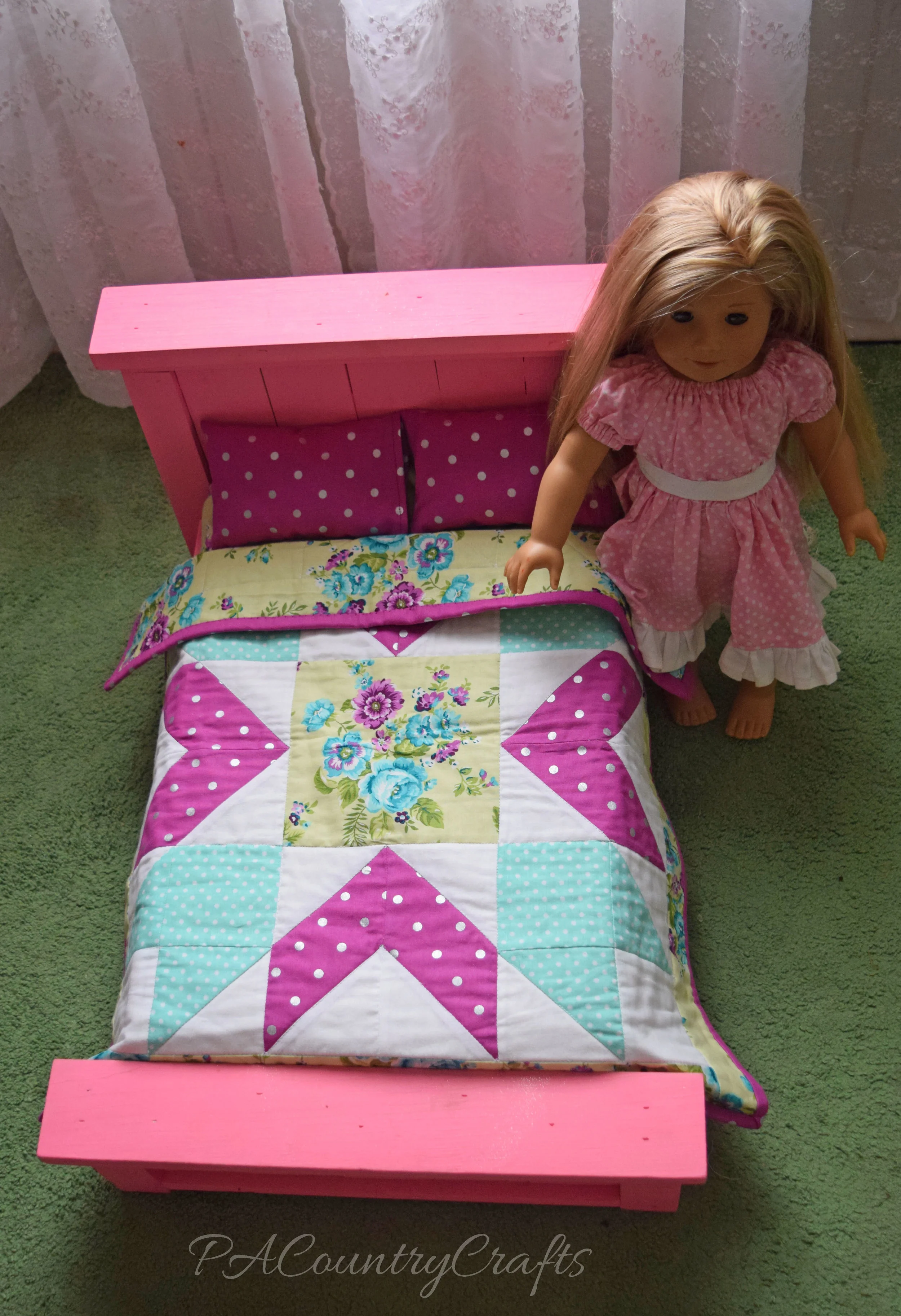 Farmhouse Doll Bed and Star Doll Quilt Pattern
