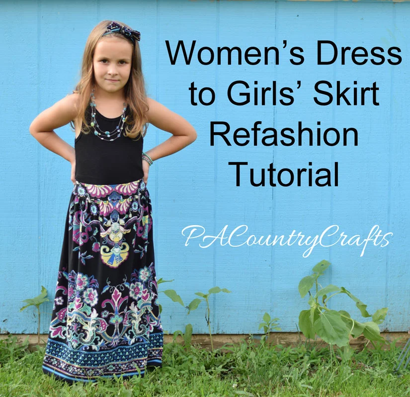 Women's Dress to Girls' Skirt Refashion Tutorial
