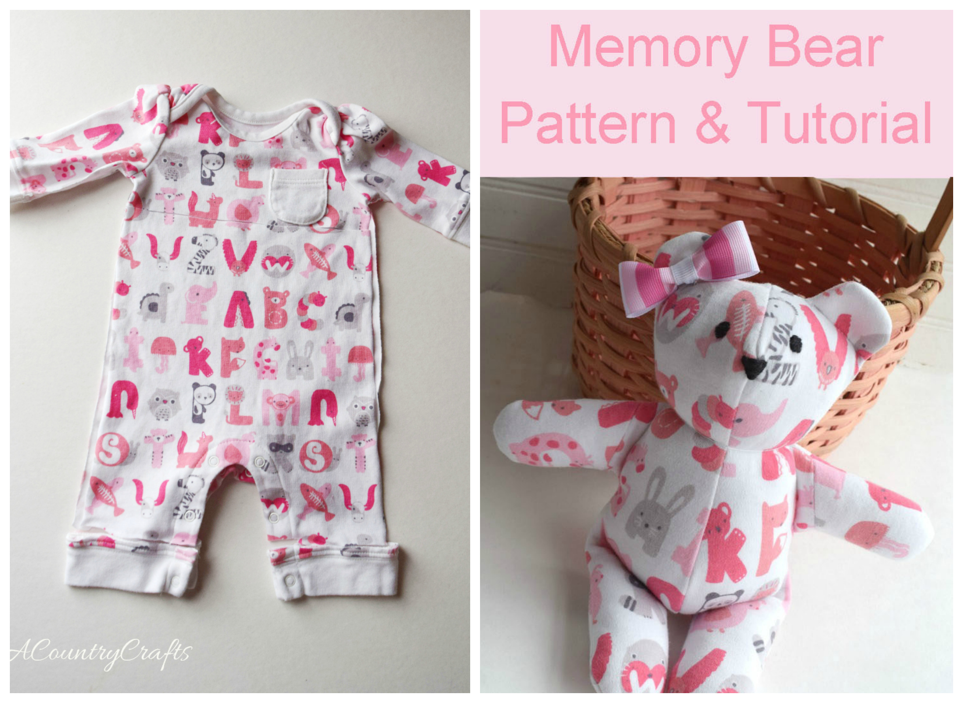 Memory Bear keepsake teddy from baby clothes baby grows 