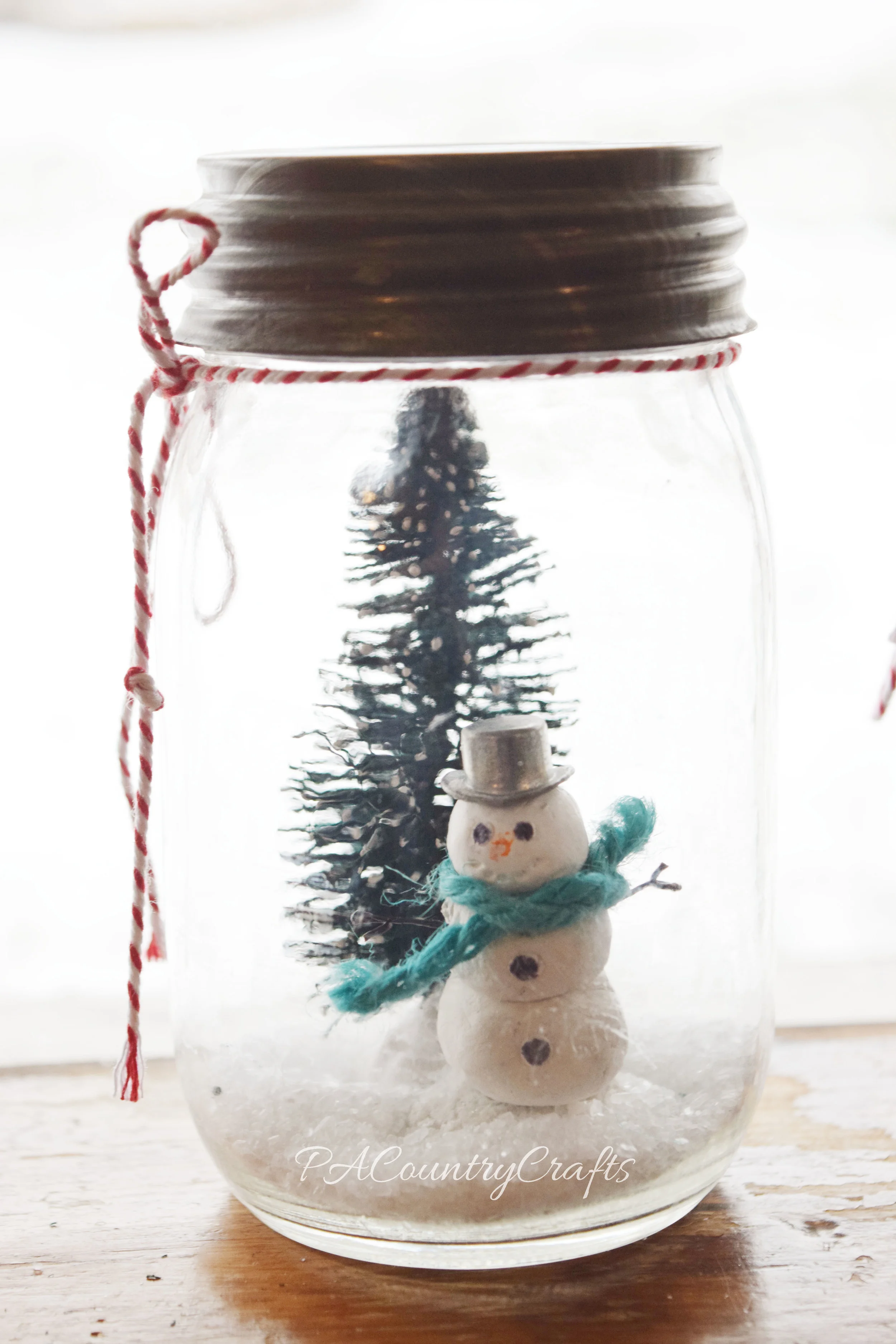 CLay Snowman Mason Jar Snow Globe