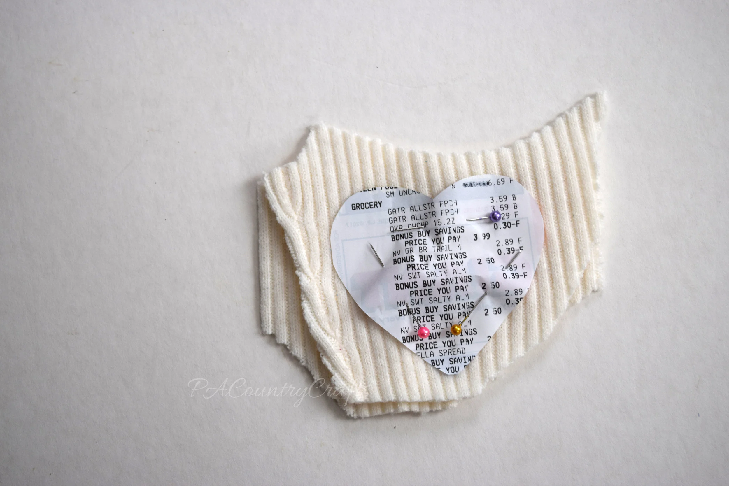 Use an old receipt to make a sewing template