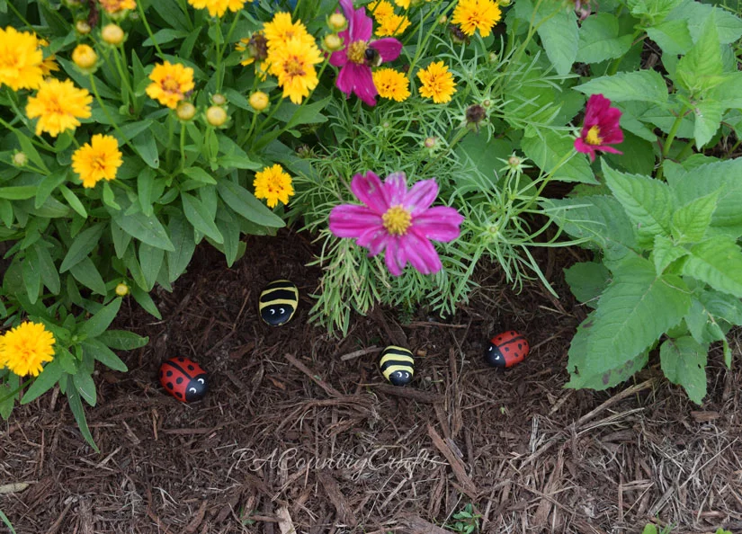 Let kids paint cute, little bug rocks to decorate the flower garden!