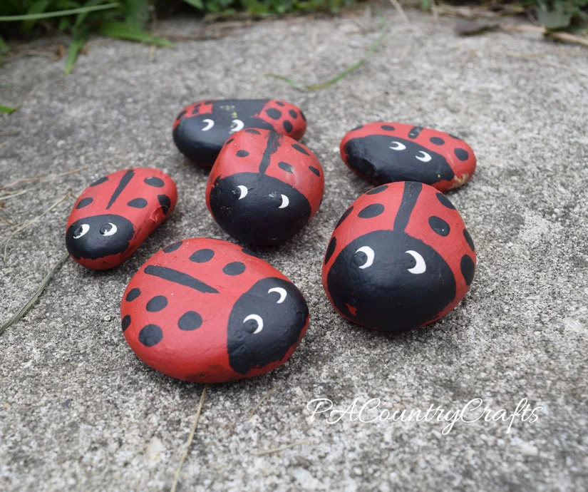 Easy kids craft- ladybug rocks!