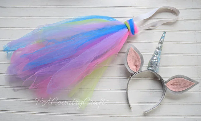 Simple unicorn headband and tail for a last minute costume