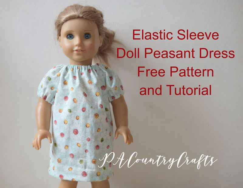 Elastic Sleeve Doll Peasant Dress Free Pattern and Tutorial