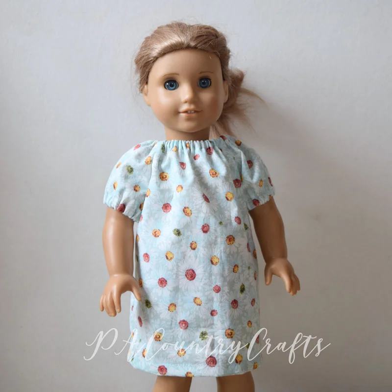 Tutorial and free printable pattern for a doll peasant dress- good beginner sewing project!