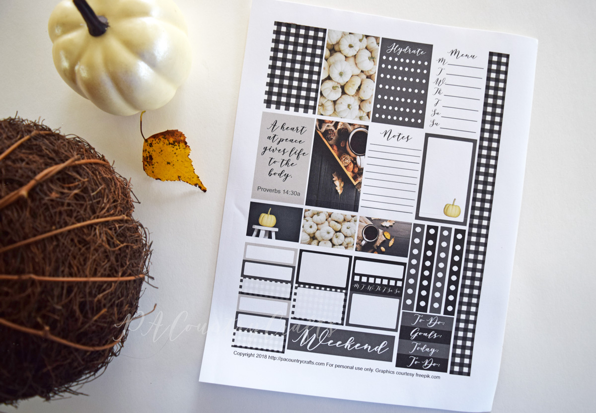Black and White Fall Planner Stickers