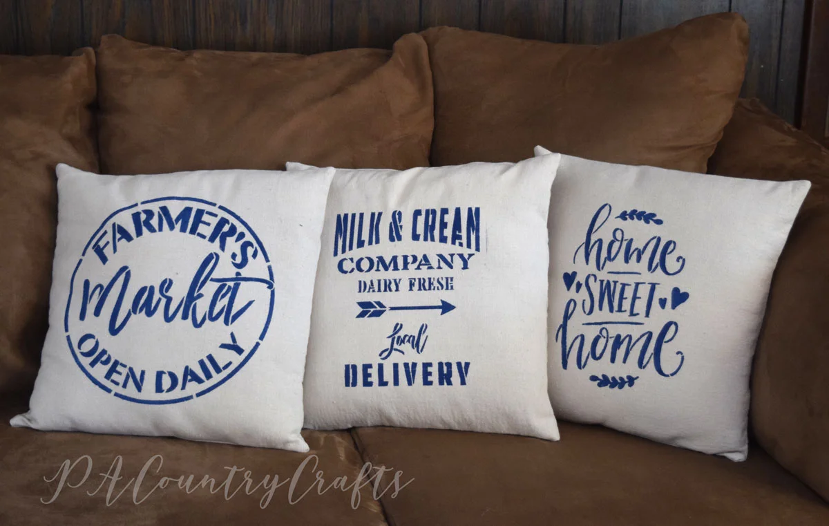 Drop Cloth Farmhouse Pillows Tutorial Pacountrycrafts