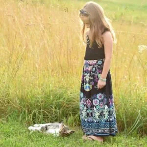 Womens Maxi Dress to Girls Skirt Tutorial