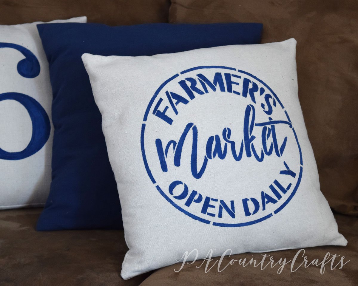 Drop Cloth Stencil Pillows