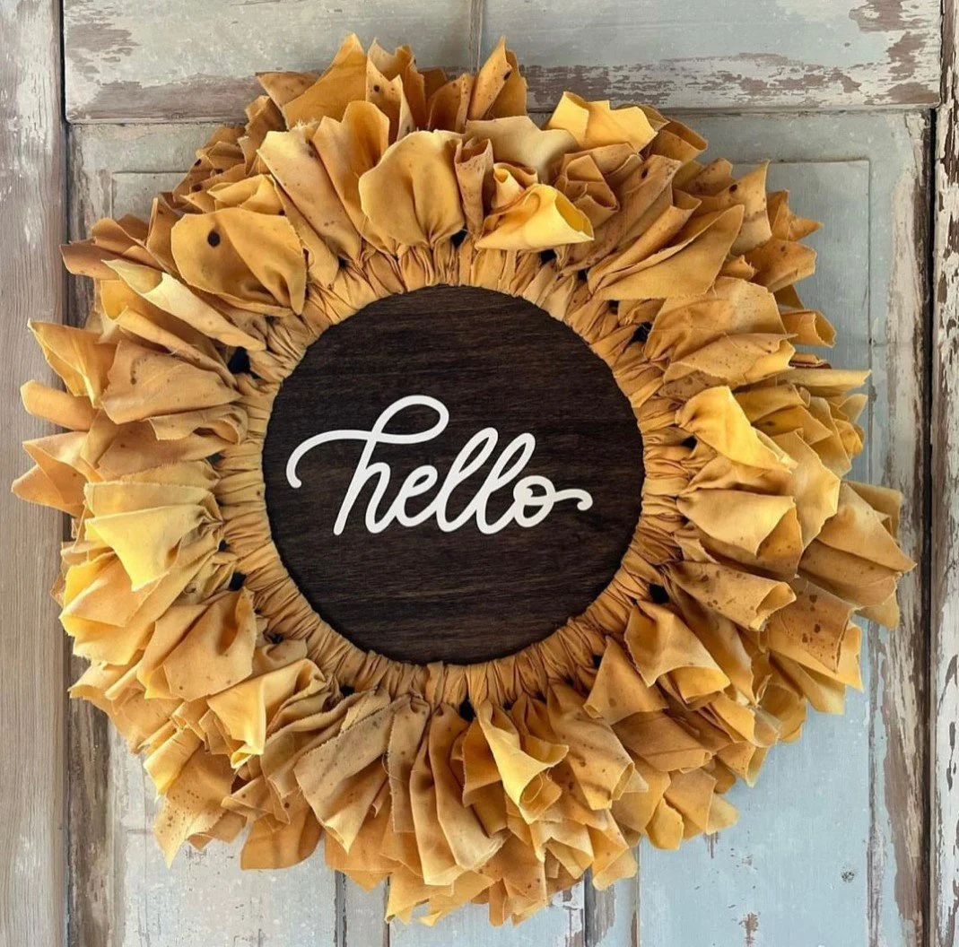 Rag Sunflower Door Hanger