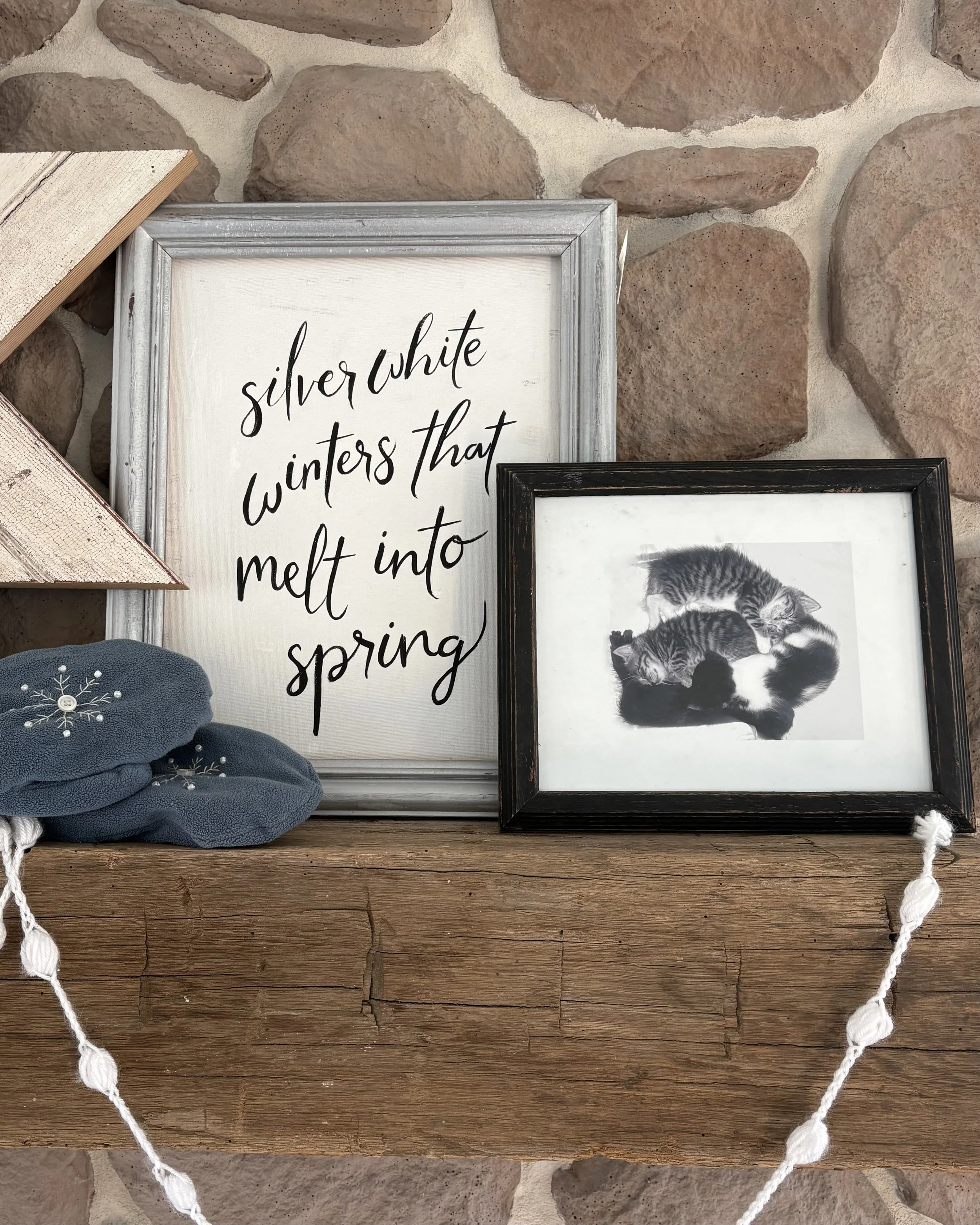 silver white winters DIY hand lettering decor