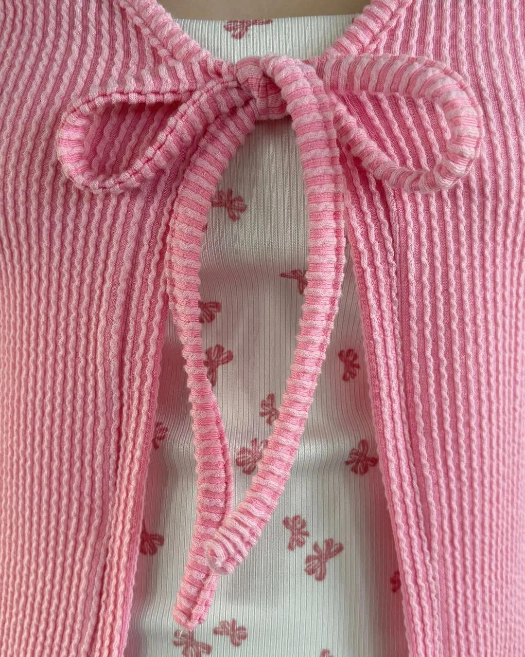urban rib knit bow front cardigan