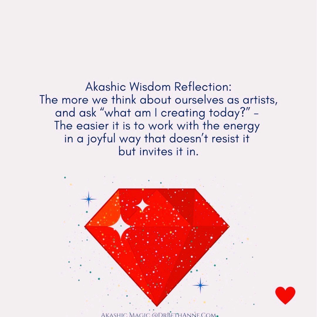 ✨ Just a little gem from the Akashic Records reminding us that we are all artists, constantly creating each and every day ❤️. Speaking of the Akashic, a new monthly message comes out tomorrow, you can learn more about signing up for Akashic Magic at 