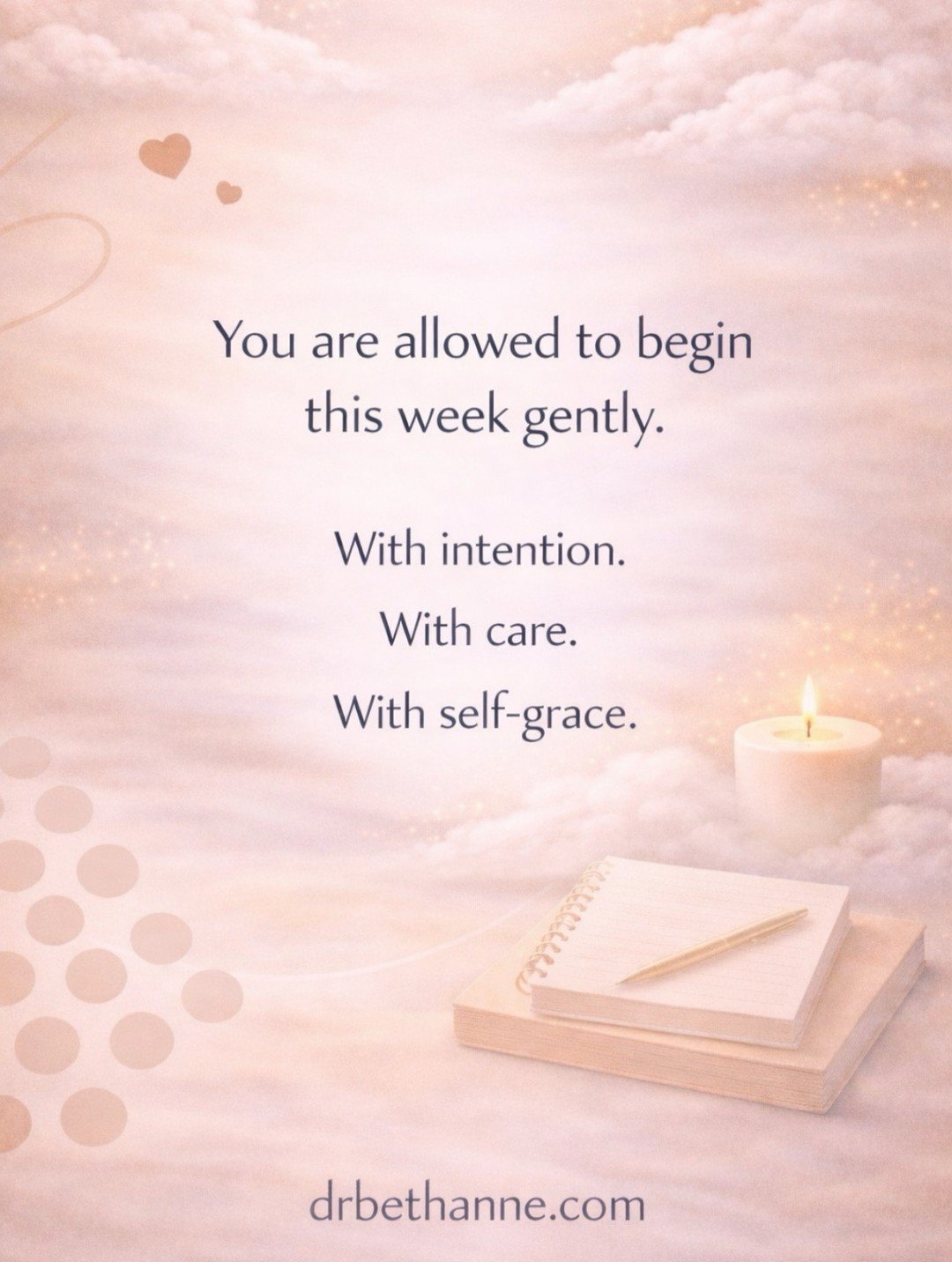 ✨ You don&rsquo;t have to rush into this week.

Start gently.
With intention.
With care.
With self-grace.

There is power in honoring your own pace.

🌼

Wishing you a grounded, peaceful start to your week
💕Dr.BethAnne

.

.

.

#YourHeartMagic
#Mon