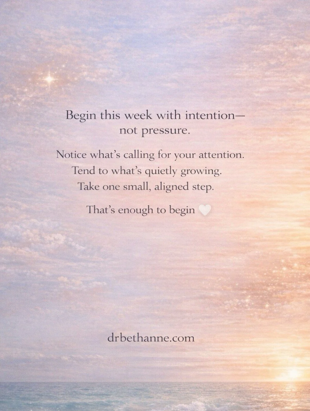 Happy Monday, friends ✨

Just a little reminder to find your own pace this week
and honor the small steps and little wins.

All of it is guiding you forward&mdash;
and even the tiniest shifts are more than enough 🤍

Wishing you a peaceful, grounded 