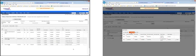 Existing Sales Credit Screens