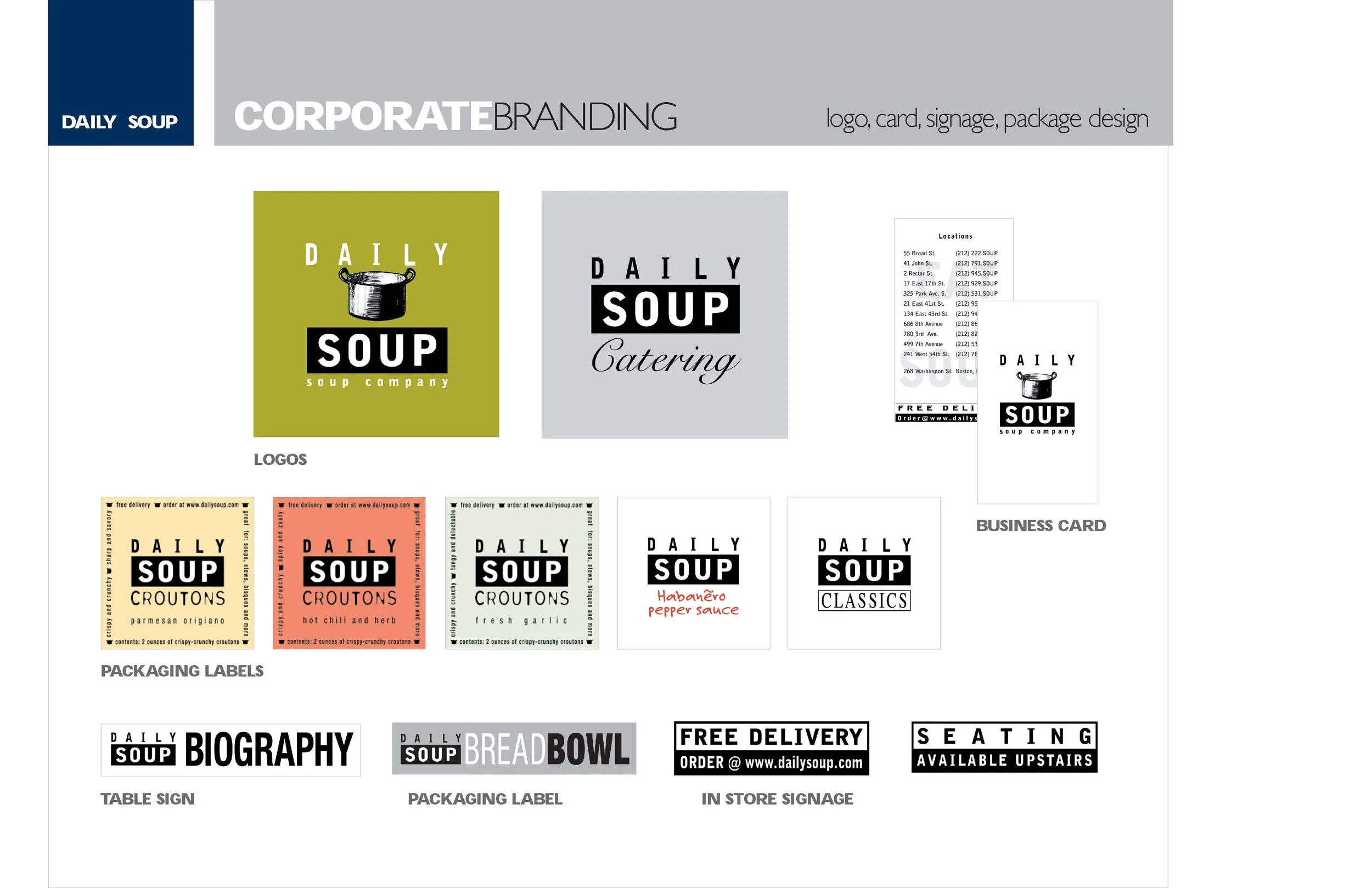 Daily Soup Marketing: Logos, labels, business cards