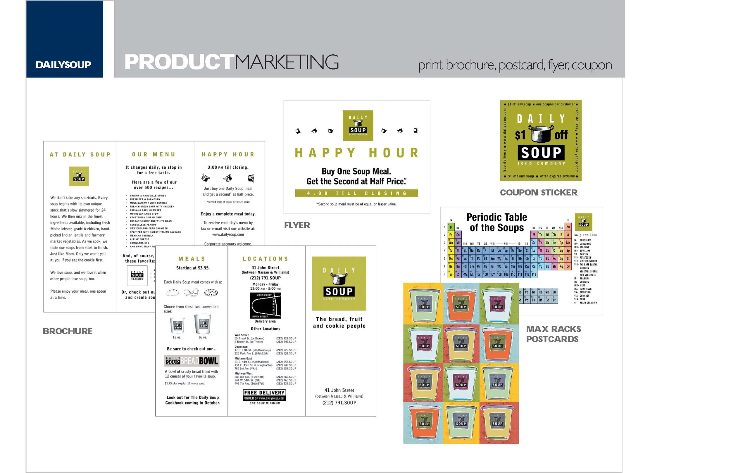 Daily Soup Marketing: Brochure, postcards